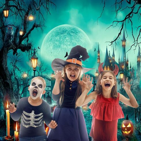 Halloween Backdrop 10x8ft Happy Halloween Party Photo Background for Kids Adults Scary Cemetery Graveyard Skeleton Spooky Ghost Halloween Banner Decorations Halloween Backdrops for Photography in Saudi Arabia