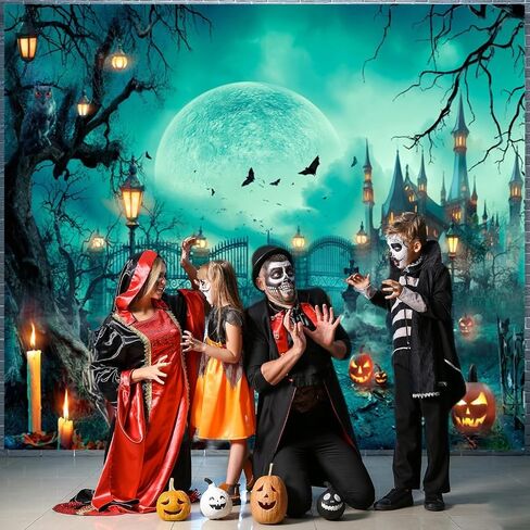 Halloween Backdrop 10x8ft Happy Halloween Party Photo Background for Kids Adults Scary Cemetery Graveyard Skeleton Spooky Ghost Halloween Banner Decorations Halloween Backdrops for Photography in Saudi Arabia