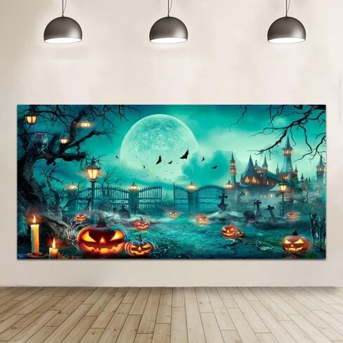 Halloween Backdrop 10x8ft Happy Halloween Party Photo Background for Kids Adults Scary Cemetery Graveyard Skeleton Spooky Ghost Halloween Banner Decorations Halloween Backdrops for Photography in Saudi Arabia