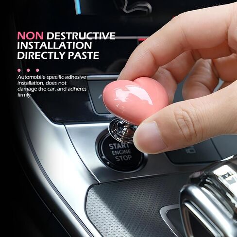 Enigne Start Button Switch Cover, Heart Decorative Push-to-Start Rocker Lever Button Switch, Ceramic + Metal Ignition Anti-Scratch Protector, for Most Cars Trucks (Pink #01) in Saudi Arabia