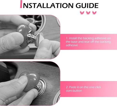 Enigne Start Button Switch Cover, Heart Decorative Push-to-Start Rocker Lever Button Switch, Ceramic + Metal Ignition Anti-Scratch Protector, for Most Cars Trucks (Pink #01) in Saudi Arabia