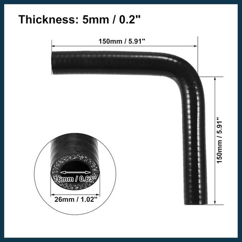 16mm 0.63 "معرف 90 درجة كوع مخفض السيليكون مخفض خرطوم أنبوب الانحناء توربو ماء intercooler الأجزاء السوداء in Saudi Arabia