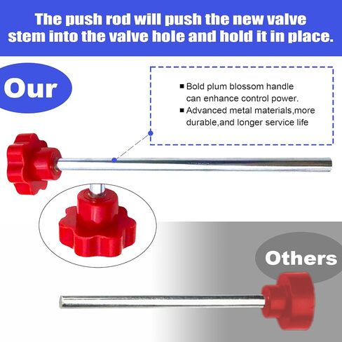 Quick Change Car Tire Valve Tool Kit, Tire Valve Stem Core Remover with 5 TR413 Valves & 4-Way Valve Tool, Quickly Replacement Tools for Replacing Leaky Valves on Car Truck Motorcycle (Red) in Saudi Arabia