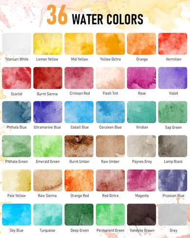 Nicpro Watercolor Paint Set for Adults, Kids, Beginner & Artists, 24 Tubes Water Color Paint Set with 25 Watercolor Paper, 8 Squirrel Paint Brushes, Palettes, Color Wheel, Art Painting Supplies in Kuwait