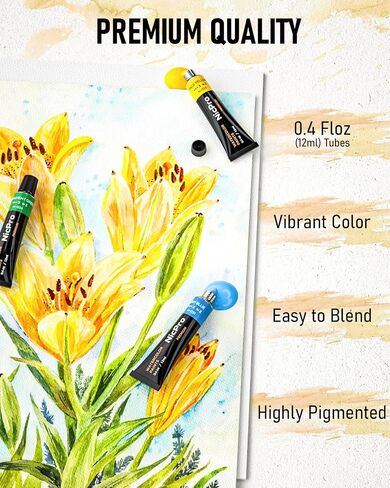 Nicpro Watercolor Paint Set for Adults, Kids, Beginner & Artists, 24 Tubes Water Color Paint Set with 25 Watercolor Paper, 8 Squirrel Paint Brushes, Palettes, Color Wheel, Art Painting Supplies in Kuwait