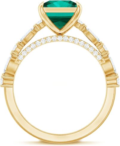 مختبر معتمد من Emerald 8mm Princess Cut Cut Engagement Ring ، AAAA Quality ، Emerald Moissanite Ring - مع صندوق المجوهرات in Kuwait