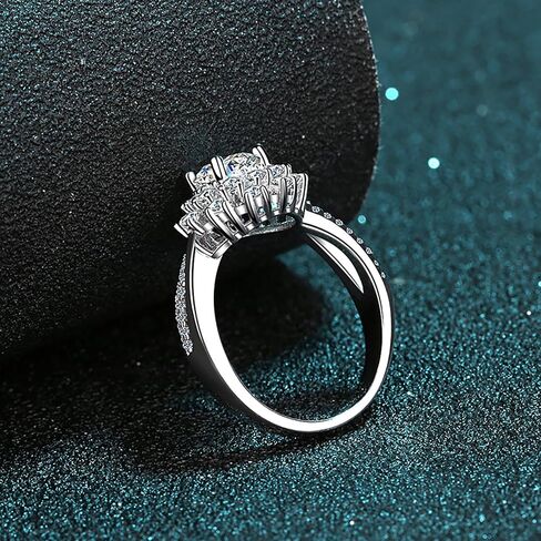 مخصصة 14K الذهب 1CT Diamond Sunflower Women Wedding Band ، VVS1 D-Color Diamond Ring مخصص ، هدية رومانسية لها in Saudi Arabia