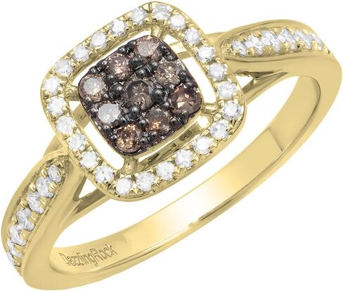 Dazzlingrock Collection 0.55 Cttw 18K Solid Gold Round Champagne & White Diamond Womens Engagement Ring in Saudi Arabia