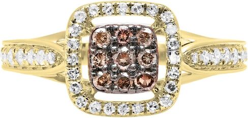 Dazzlingrock Collection 0.55 Cttw 18K Solid Gold Round Champagne & White Diamond Womens Engagement Ring in Saudi Arabia