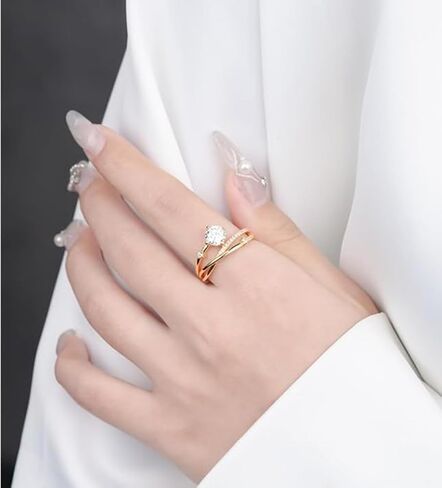 S925 Sterling Sliver هندسة وعد الوعد مع خاتم الماس 0.8 قيراط | D-Color VVS1 Clarity Cut Exclude | ملحق فريد وعصري in Saudi Arabia