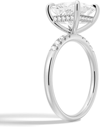 MSBLUE® Moissanite Engagement Ring, 1.0-3.0 CT Solitaire Princess Cut with Accent Stones and Hidden Halo, 14K Gold Vermeil, Rhodium Finish in Kuwait