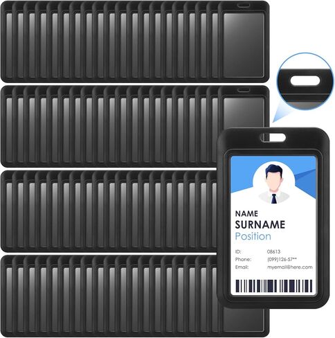 حامل شارة هوية من البلاستيك الصلب، حامل بطاقة هوية منزلق عمودي، حافظة بطاقة اسم سوداء، حامل شارة، حافظة هوية مع نافذة شفافة لبطاقات ائتمان مكتب الممرضات والمدرسة (40 قطعة) in Kuwait