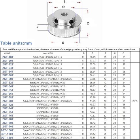 2GT Timing Pulley 80T 90T 100T 110T 120Teeth BF Type Hole 4-15mm for Width 6/10mm 3D Printer Part Synchronous Wheels GT2 Pulley(20mm6x2.8mm,120TEETH1PCS_11MM) in Saudi Arabia
