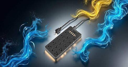 20 Amp 12 Gauge Heavy Duty Power Strip 2500W,4000 Joules Surge Protector,High Power Capacity,Flat Plug (Not T-Slot),25 AC,6 USB Ports,6.5Ft Cord,Workshop Garage Office Household,Covered by Insurance. in Kuwait