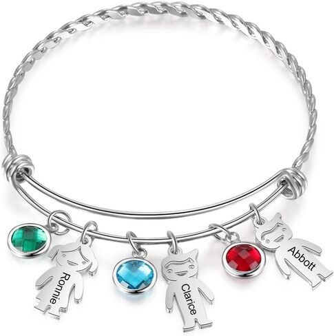 ALBERTBAND Christmas Gifts Bracelets For Mom Personalized Charm Birthstone Bracelet with 1-5 Names Mother Daughter Bracelets Mommy Bracelet Gift For Mom Grandma Wife in Saudi Arabia