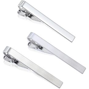 3 Pack Silver Tie Clips for Men, Classic Necktie Accessories with Adjustable Clasp Ideal for Professional Office Wear and Formal Events in Kuwait