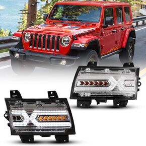 Roxx Full LED DRL Sequential Tert Termbly Association لعام 2018-2024 Jeep Wrangler JL و 2020-2024 Jeep Gladiator JT [ليس للرياضة/الرياضة S] in Kuwait