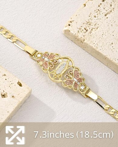 J & H Diaguvelo Virgin Mary Bracelet for Women Catholic Trendy Cubic Zirconia Christian Dainty Charm Rhinestone Gold Jewelry Mujer Virgen de Guadalupe Pulseras Holy Gifts in Saudi Arabia