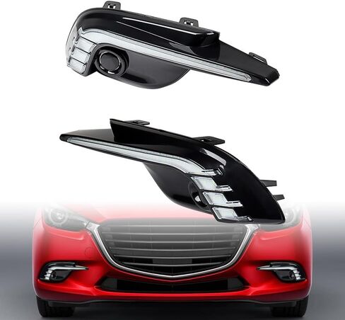 Astra Depot LED DRL النهار تشغيل الضوء التبديل Xenon White/Amber Turn Signal Fog LAMPING LAMP متوافق مع MAZDA 3 MAZDA3 AXELA 2017 2018 2019 in Saudi Arabia