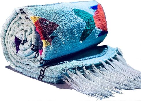 Baja Trader Serape Mexican Blanket, Yoga Mat, Camping Blanket, Beach Blanket, Picnic Blanket, Handmade Woven Throw Blanket, Home Decor, Car Blanket (Fish) (Navy Blue) in Saudi Arabia