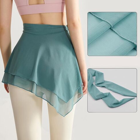 Women Mesh Wrap Dance Skirt Girls Asymmetric Skirt Solid Color Yoga Skirt Ballet Wrap Skirt Skate Over Scarf Skirt Black in Saudi Arabia