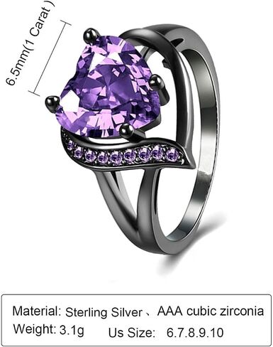 Engraved His & Hers Matching Purple CZ Heart Tungsten Wedding Rings Set, Size 5-13 in Saudi Arabia
