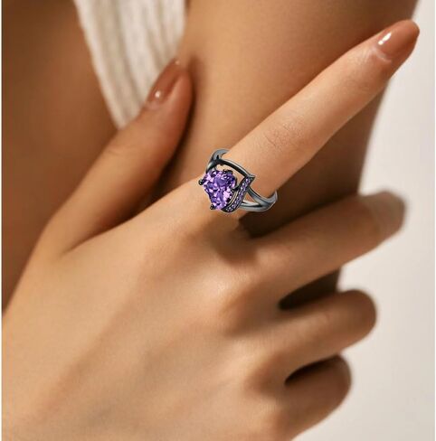 Engraved His & Hers Matching Purple CZ Heart Tungsten Wedding Rings Set, Size 5-13 in Saudi Arabia