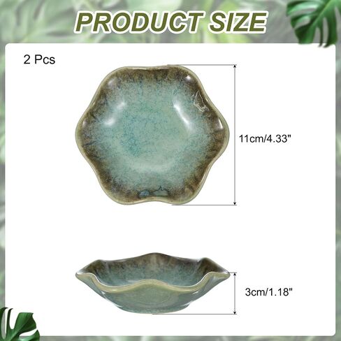 uxcell 2Pcs Ceramics Jewelry Plate, Lotus Leaf Shape Key Holder Bowl for Entryway Table Decor Small Ring Tray Dish Gift for Women Girlfriend, Grass Green in Saudi Arabia
