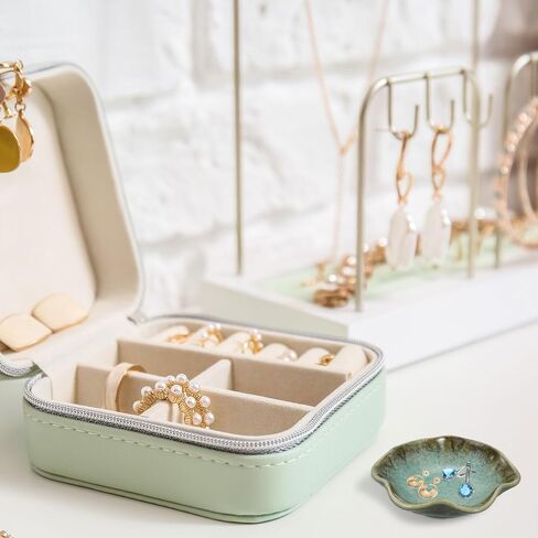 uxcell 2Pcs Ceramics Jewelry Plate, Lotus Leaf Shape Key Holder Bowl for Entryway Table Decor Small Ring Tray Dish Gift for Women Girlfriend, Grass Green in Saudi Arabia