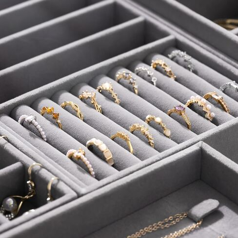 Velvet Jewelry Drawer Organizer Trays – Stackable Jewelry Organizer Storage Inserts Set, 4-Layer Jewelry Tray Set for Earrings, Rings, Necklaces, Bracelets with Removable Dividers for Dresser & Vanity in Saudi Arabia