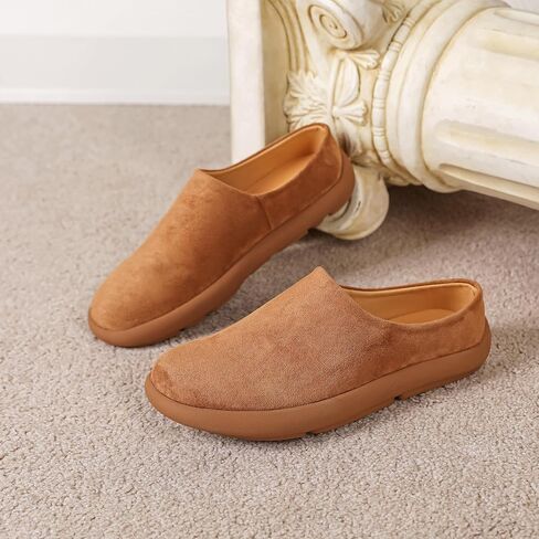 LCQL Men Breathable Slides Slipper Leather Mules and Clog Summer Outdoor Indoor Flat Loafers Size 7-12 in Kuwait