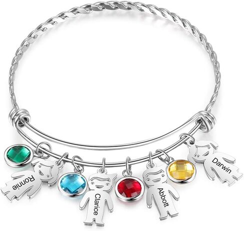 ALBERTBAND Christmas Gifts Bracelets For Mom Personalized Charm Birthstone Bracelet with 1-5 Names Mother Daughter Bracelets Mommy Bracelet Gift For Mom Grandma Wife in Saudi Arabia
