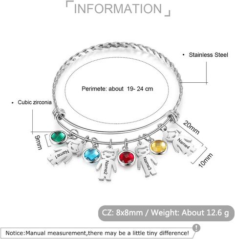 ALBERTBAND Christmas Gifts Bracelets For Mom Personalized Charm Birthstone Bracelet with 1-5 Names Mother Daughter Bracelets Mommy Bracelet Gift For Mom Grandma Wife in Saudi Arabia