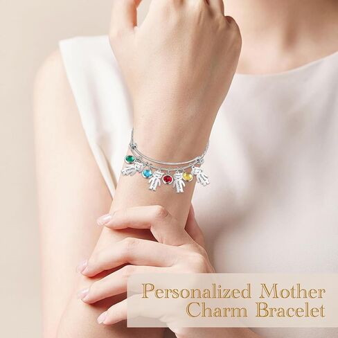 ALBERTBAND Christmas Gifts Bracelets For Mom Personalized Charm Birthstone Bracelet with 1-5 Names Mother Daughter Bracelets Mommy Bracelet Gift For Mom Grandma Wife in Saudi Arabia
