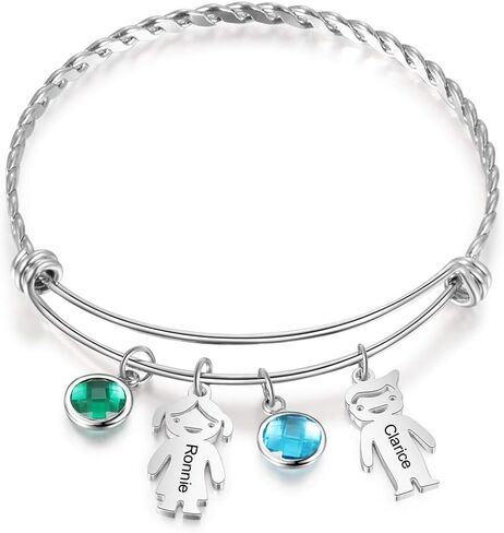 ALBERTBAND Christmas Gifts Bracelets For Mom Personalized Charm Birthstone Bracelet with 1-5 Names Mother Daughter Bracelets Mommy Bracelet Gift For Mom Grandma Wife in Saudi Arabia