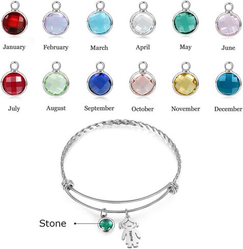 ALBERTBAND Christmas Gifts Bracelets For Mom Personalized Charm Birthstone Bracelet with 1-5 Names Mother Daughter Bracelets Mommy Bracelet Gift For Mom Grandma Wife in Saudi Arabia