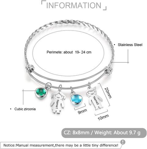 ALBERTBAND Christmas Gifts Bracelets For Mom Personalized Charm Birthstone Bracelet with 1-5 Names Mother Daughter Bracelets Mommy Bracelet Gift For Mom Grandma Wife in Saudi Arabia