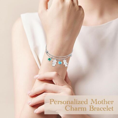 ALBERTBAND Christmas Gifts Bracelets For Mom Personalized Charm Birthstone Bracelet with 1-5 Names Mother Daughter Bracelets Mommy Bracelet Gift For Mom Grandma Wife in Saudi Arabia