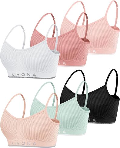 Livona Training Bras for Girls-Sports Bra for Teen Wireless Fitness Padded Everyday Bralette Crop Cami Tank Top(6-14) in Saudi Arabia