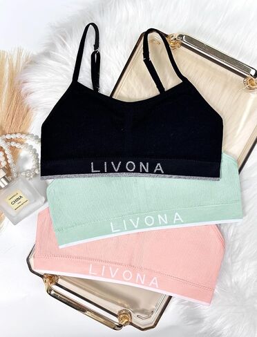 Livona Training Bras for Girls-Sports Bra for Teen Wireless Fitness Padded Everyday Bralette Crop Cami Tank Top(6-14) in Saudi Arabia