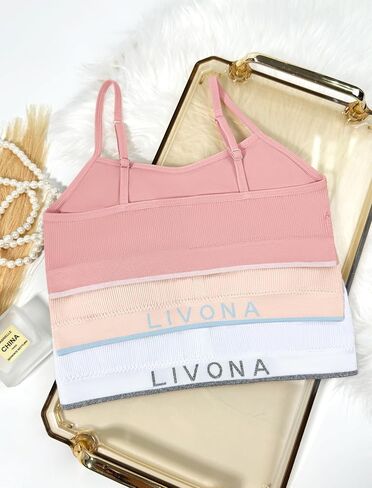 Livona Training Bras for Girls-Sports Bra for Teen Wireless Fitness Padded Everyday Bralette Crop Cami Tank Top(6-14) in Saudi Arabia