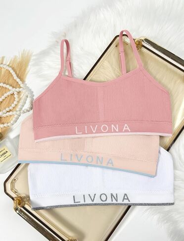 Livona Training Bras for Girls-Sports Bra for Teen Wireless Fitness Padded Everyday Bralette Crop Cami Tank Top(6-14) in Saudi Arabia