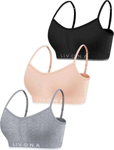 Livona Training Bras for Girls-Sports Bra for Teen Wireless Fitness Padded Everyday Bralette Crop Cami Tank Top(6-14) in Saudi Arabia
