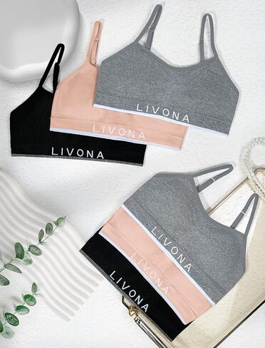 Livona Training Bras for Girls-Sports Bra for Teen Wireless Fitness Padded Everyday Bralette Crop Cami Tank Top(6-14) in Saudi Arabia