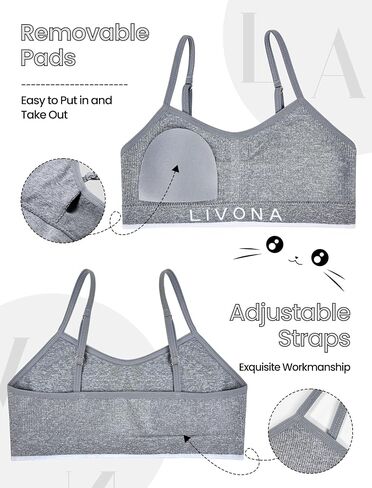 Livona Training Bras for Girls-Sports Bra for Teen Wireless Fitness Padded Everyday Bralette Crop Cami Tank Top(6-14) in Saudi Arabia