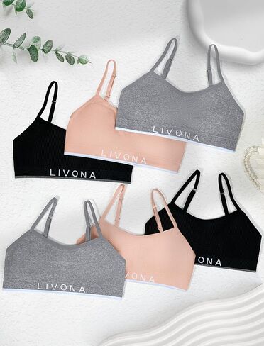 Livona Training Bras for Girls-Sports Bra for Teen Wireless Fitness Padded Everyday Bralette Crop Cami Tank Top(6-14) in Saudi Arabia