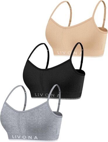 Livona Training Bras for Girls-Sports Bra for Teen Wireless Fitness Padded Everyday Bralette Crop Cami Tank Top(6-14) in Saudi Arabia