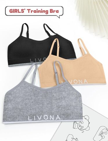 Livona Training Bras for Girls-Sports Bra for Teen Wireless Fitness Padded Everyday Bralette Crop Cami Tank Top(6-14) in Saudi Arabia