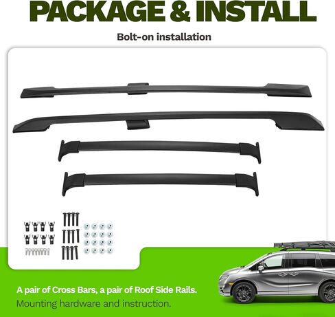 Hecasa Rooftop Cross Bar & Side Rails متوافقة مع 2011-2017 Honda Odyssey Luggage Rack 150 رطل الألومنيوم 4pcs in Saudi Arabia