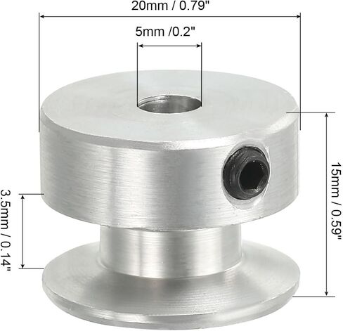 بكرة حزام على شكل حرف V من باتيكل، تجويف ثابت 8 مم 20 مم ضياء خارجي عجلة بكرة أخدود واحدة من سبائك الألومنيوم على شكل حرف V لبكرة محرك لعمود المحرك 1-3 مم حزام دائري من البولي يوريثان in Kuwait